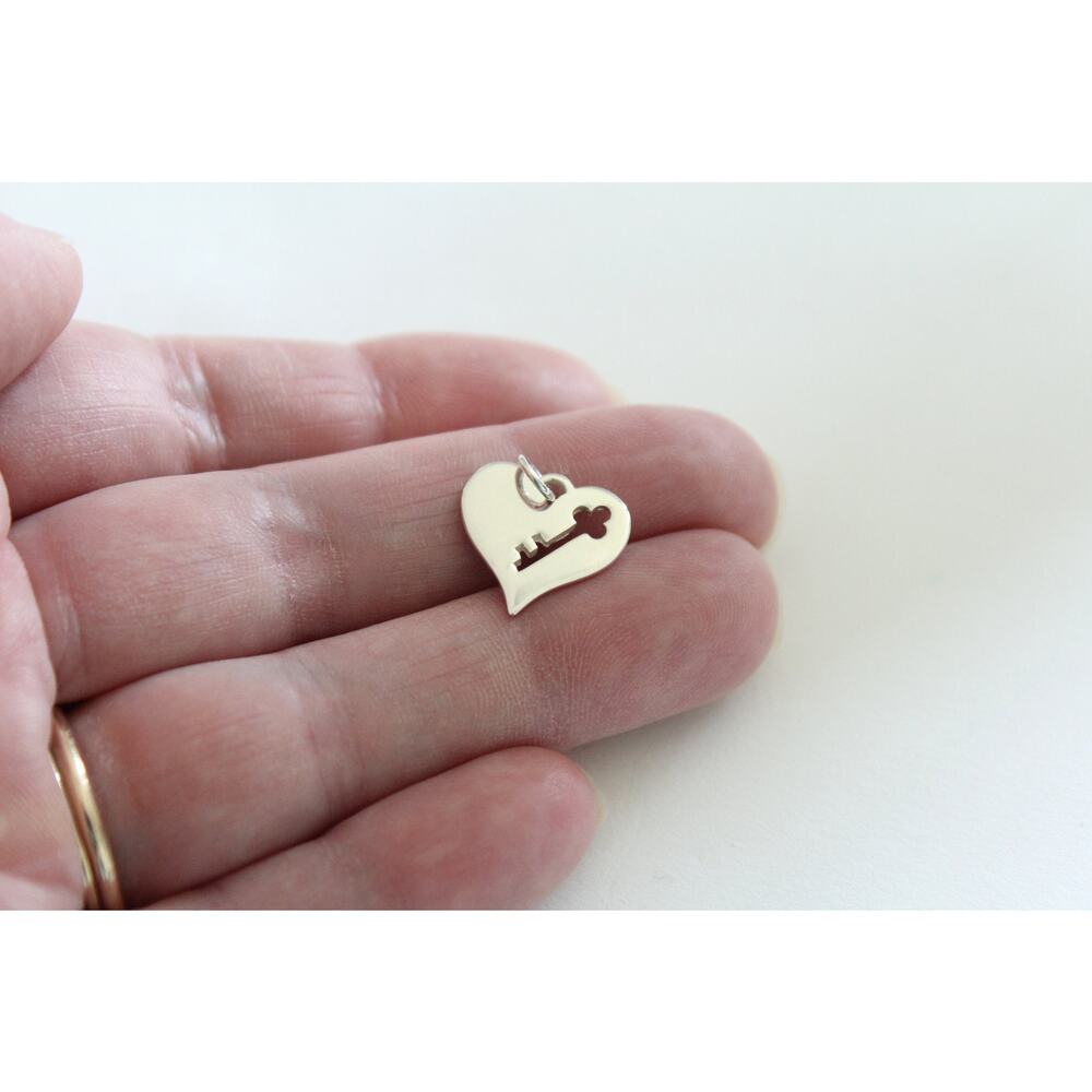 Sterling Silver 'You Have The Key To My Heart' Charm, Heart Key Cutout Charm